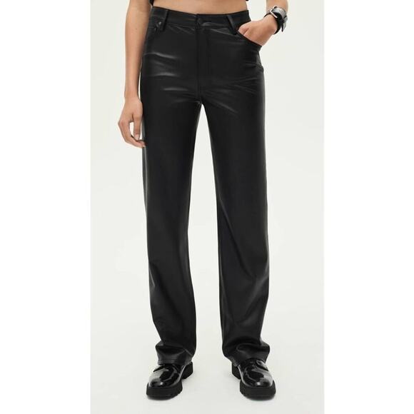 Zara Faux Leather High Rise Straight Leg Pants - Picture 2 of 6
